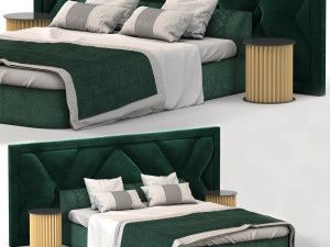 upholstered headboard bed modern 3D Model