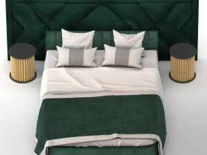 upholstered headboard bed modern 3D Model