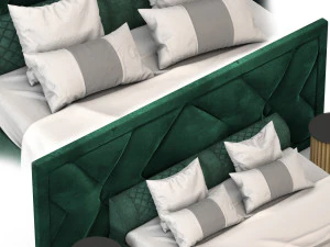 upholstered headboard bed modern 3D Model