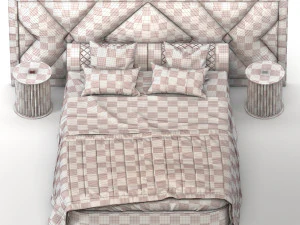 upholstered headboard bed modern 3D Model