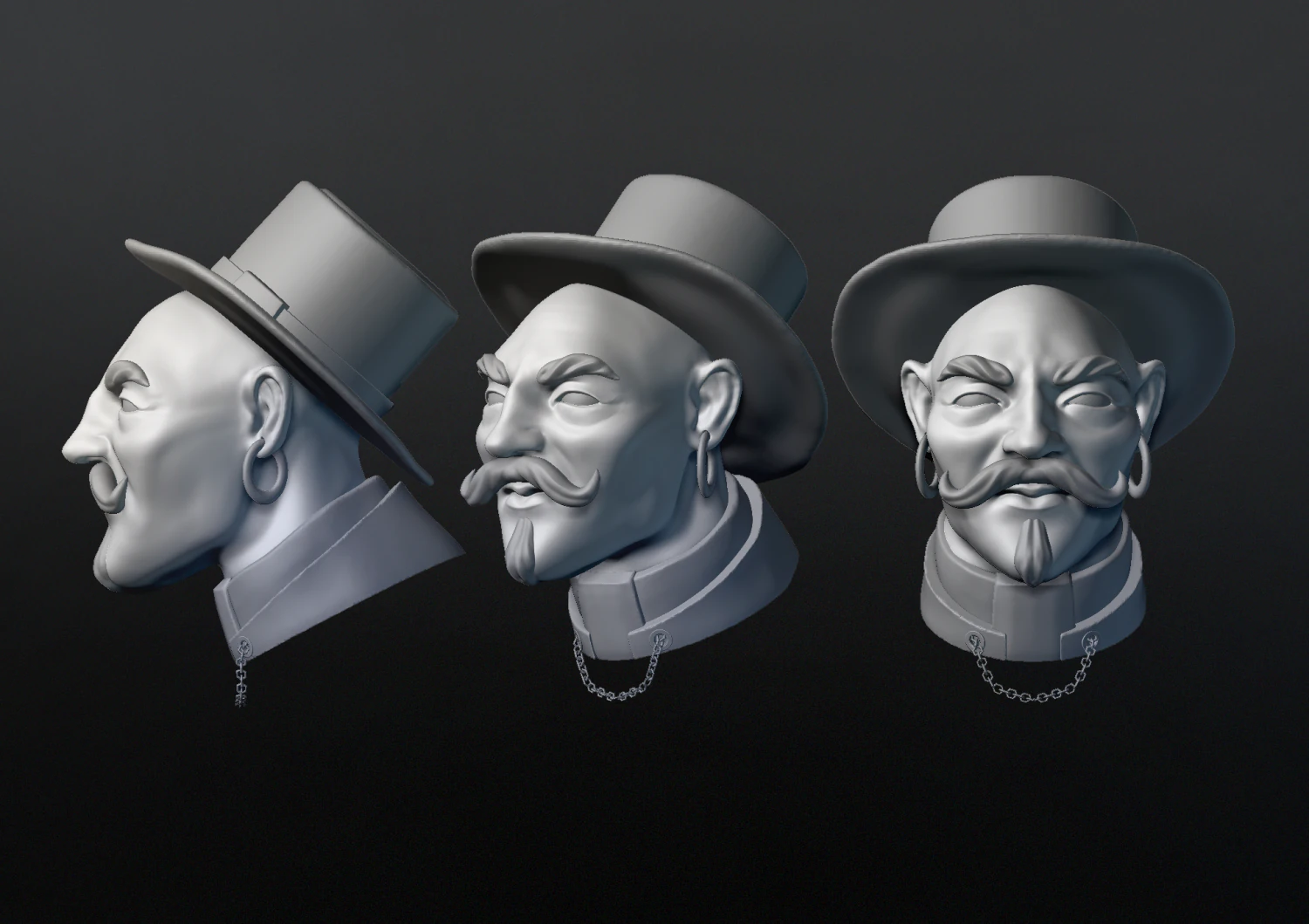 HEAD IN A HAT 3D Model .c4d .max .obj .3ds .fbx .stl .blend 