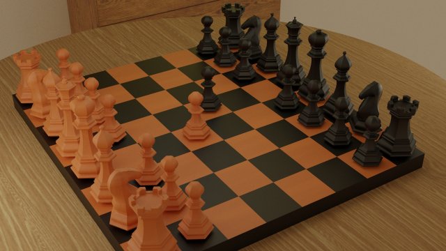 chess on the board 3D Model .c4d .max .obj .3ds .fbx .stl .blend 