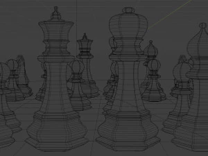 chess on the board 3D Model