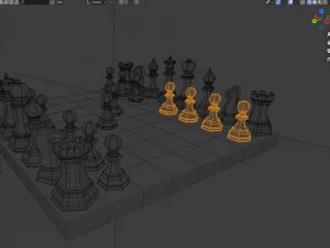 chess on the board 3D Model