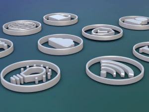 Iconos 3D para la electricidad de videovigilancia de Internet del usuario. Modelo 3D