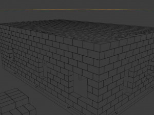 the house is made of blocks with a wooden roof 3D Модель