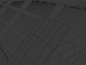 the house is made of blocks with a wooden roof 3D Модель