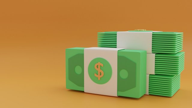 simplified model of a bundle of dollars 3D मॉडल .c4d .max .obj .3ds .fbx .stl .blend 