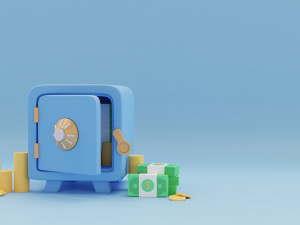 a toy safe with money 3D Model