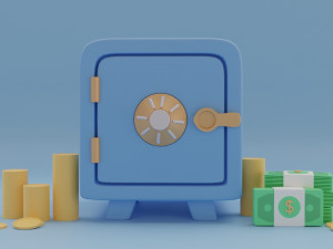 a toy safe with money 3D Model
