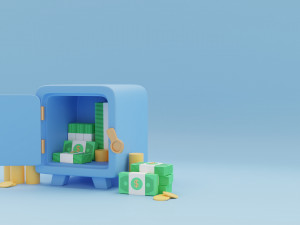 a toy safe with money 3D Model