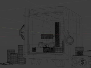a toy safe with money 3D Model