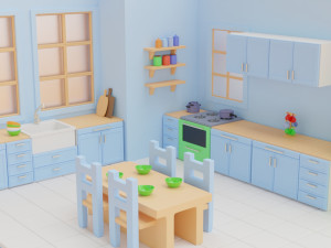 toy kitchen with furniture 3D Модель