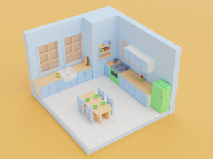toy kitchen with furniture 3D Модель