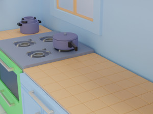toy kitchen with furniture 3D Модель