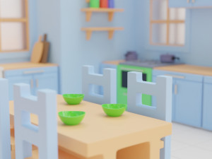 toy kitchen with furniture 3D Модель