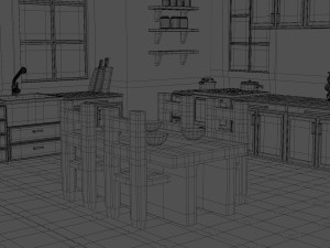 toy kitchen with furniture 3D Модель
