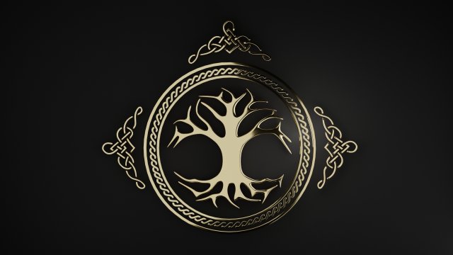 tree of life in a ring with an ornament low-poly Modelo 3D .c4d .max .obj .3ds .fbx .stl .blend 