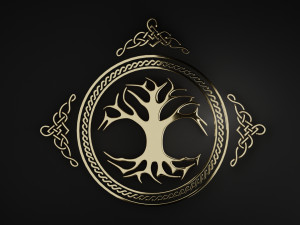 tree of life in a ring with an ornament low-poly Model 3D