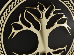 tree of life in a ring with an ornament low-poly Modelo 3D