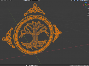 tree of life in a ring with an ornament low-poly Modelo 3D