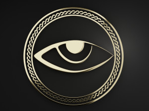 an eye in a ring with an ornament low-poly 3D Model