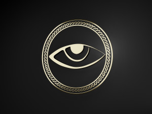 an eye in a ring with an ornament low-poly Modello 3D