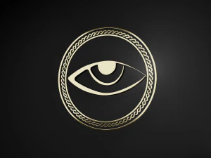 an eye in a ring with an ornament low-poly 3D Model