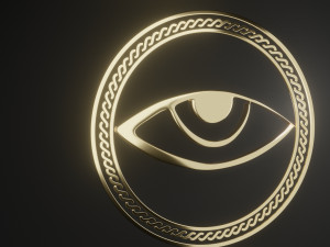 an eye in a ring with an ornament low-poly Modello 3D