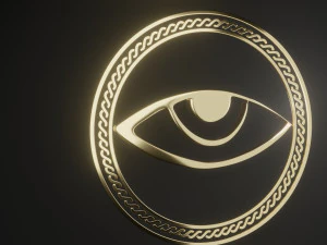 an eye in a ring with an ornament low-poly 3D Model