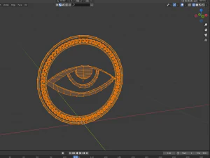 an eye in a ring with an ornament low-poly 3D Model