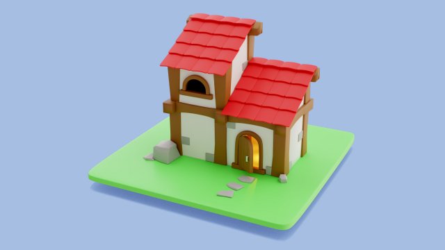 the toy house is old low-poly 3D 모델 .c4d .max .obj .3ds .fbx .stl .blend 