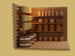a barn with food in a toy style low-poly 3D Model