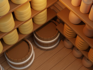 a barn with food in a toy style low-poly 3D Model