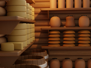 a barn with food in a toy style low-poly 3D Model