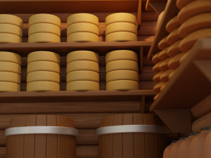 a barn with food in a toy style low-poly 3D Model
