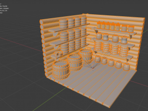 a barn with food in a toy style low-poly 3D Model
