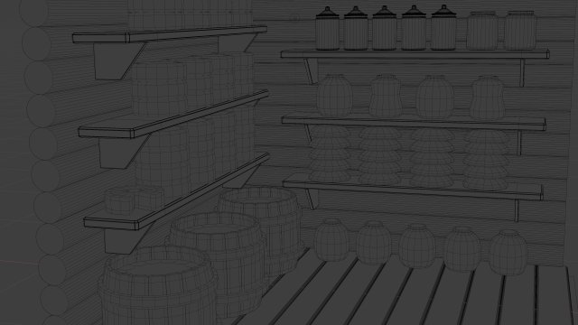 A Barn With Food In A Toy Style Low-Poly 3D Модель In Кухонная.