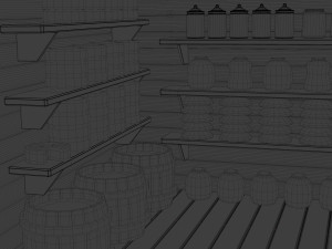 a barn with food in a toy style low-poly 3D Model