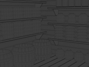 a barn with food in a toy style low-poly 3D Model