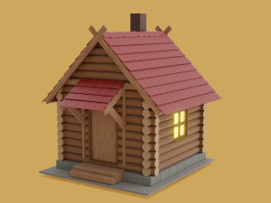 log house in toy style low-poly 3D 모델