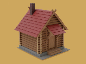 log house in toy style low-poly Model 3D