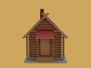 log house in toy style low-poly Model 3D