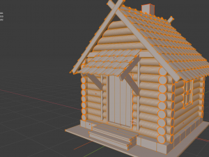 log house in toy style low-poly Model 3D