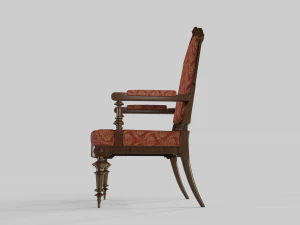 poltrona de madeira antiga Modelo 3D