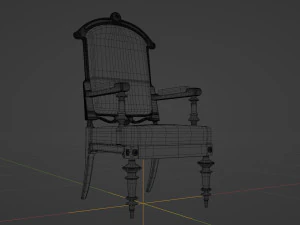 antique wooden armchair 3D Model