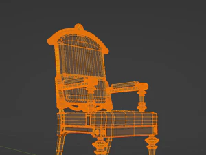 antique wooden armchair 3D Model