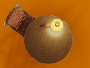 antique table and chair clock and lamp low-poly 3D 모델