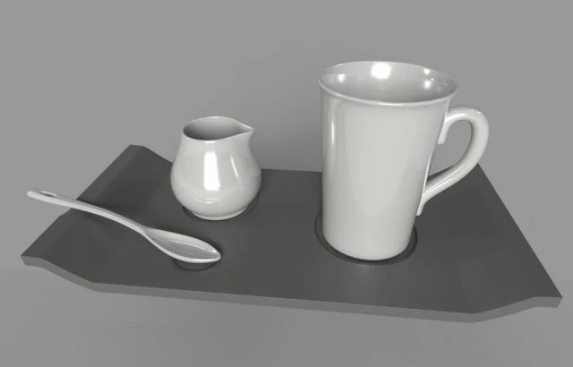 コーヒーセット 3Dプリントモデル .c4d .max .obj .3ds .fbx .stl .blend 