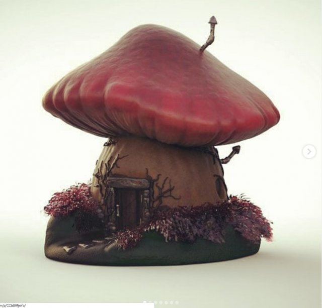 casita hongo - mushroom house Model do druku 3D .c4d .max .obj .3ds .fbx .stl .blend 